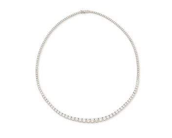 A 14K White Gold and Diamond Necklace