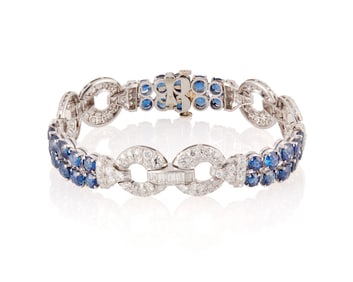 A Platinum, Sapphire and Diamond Bracelet