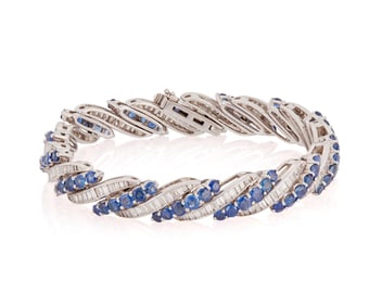 Van Cleef & Arpels: A Platinum Gold, Sapphire and Diamond Bracelet
