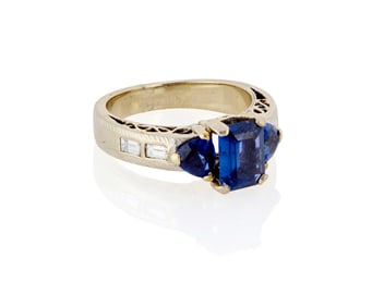 A White Gold, Sapphire and Diamond Ring