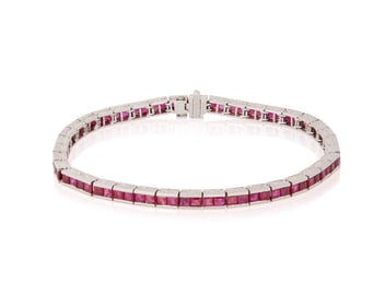 A Platinum and Ruby Bracelet