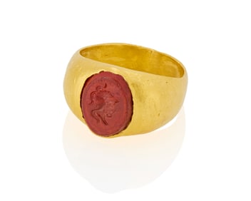 A Gold and Ancient Intaglio Ring