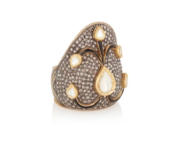 A Gold, Enamel and Diamond Ring