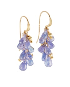 Gumps: A Pair of 18K Gold and Tanzanite Earrings
