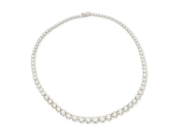 A 14K White Gold and Diamond Necklace