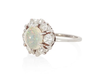 An Opal and Diamond Ring