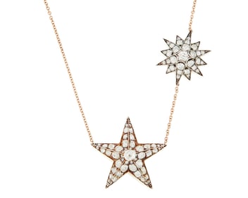 A 14K Gold, Silver Topped-Gold and Diamond Necklace