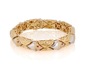 An 18K Bi-Color Gold and Ruby Bracelet