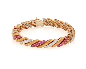 An 18K Gold, Ruby and Diamond Bracelet