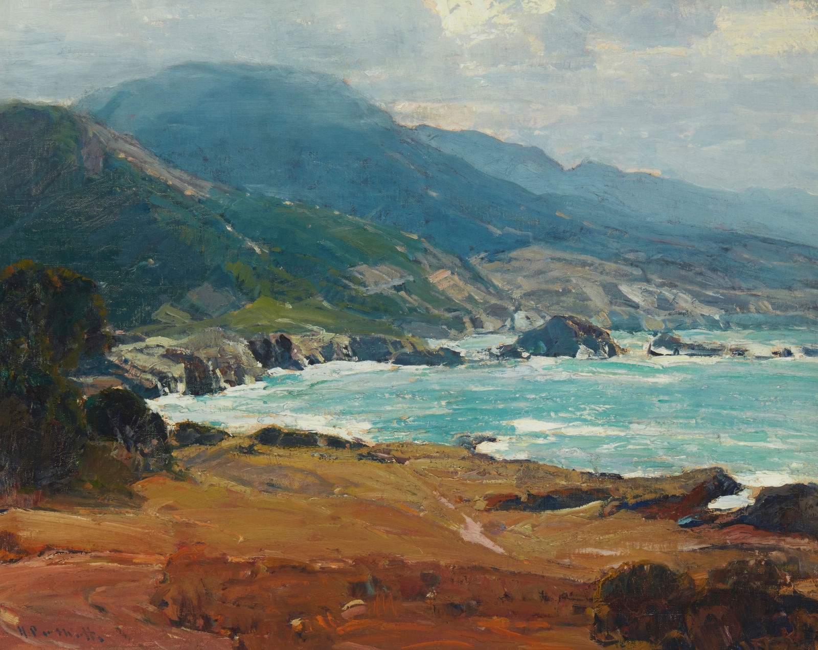 Hanson Duvall Puthuff (1875-1972), "Surging Shallows": Hanson Duvall Puthuff(1875-1972)"Surging Shallows"Oil on canvas laid to canvasSigned lower right: H. Puthuff; signed again and titled in another hand, verso24" H x 30" W Provenance