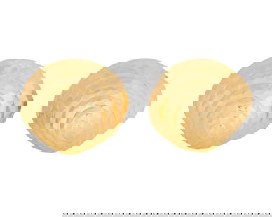 A Pair of 14K Gold Earclips: A Pair of 14K Gold Earclips Of a scallop design, with makers marks 2 pieces Measures: 1 1/4 in. 20.2 grams gross