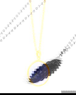 Ippolita: An 18K Gold and Lapis Lazuli Necklace: Ippolita: An 18K Gold and Lapis Lazuli Necklace Featuring a round faceted lapis lazuli cabochon, signed Ippolita Length: 16 in. 7.5 grams gross