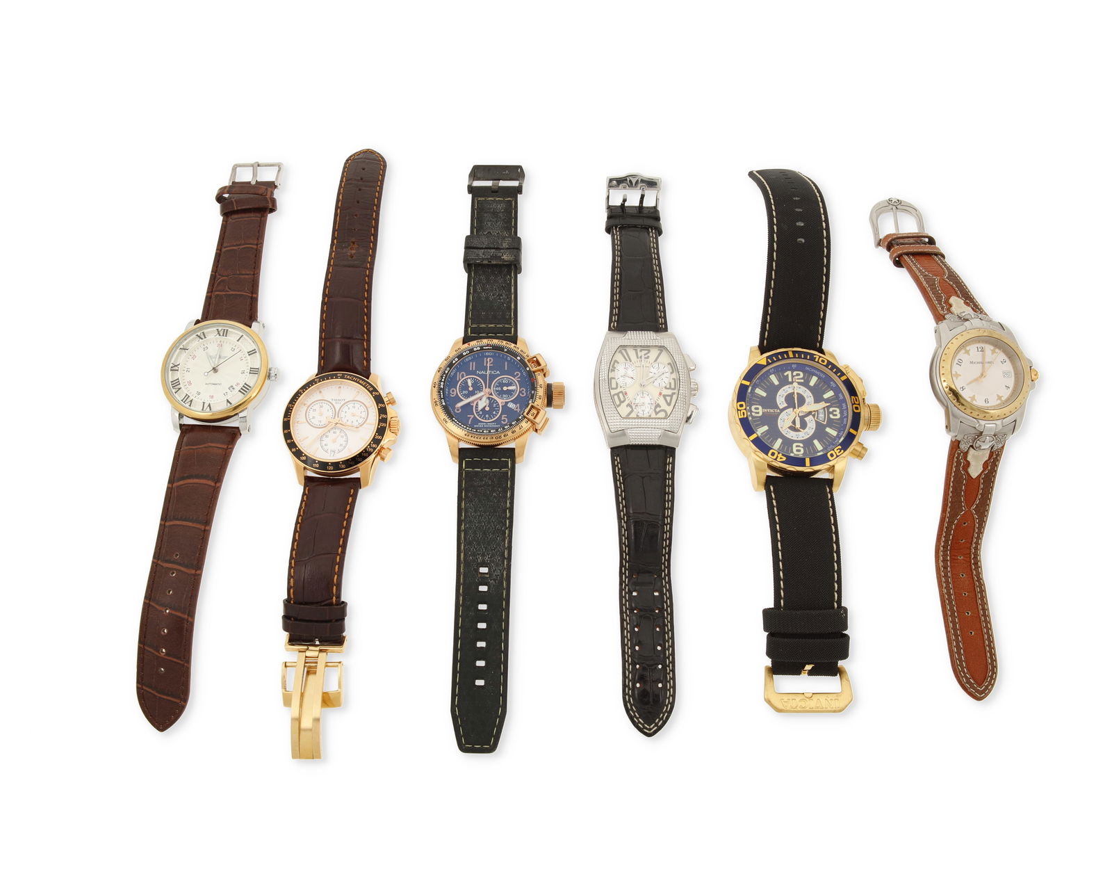 Group of Watches: Group of WatchesIncluding a Invicta 4904, Nautica, Technomarine, Tissot 1853, Michel Jordi 8100 and Stainless Steel Automatic wristwatch6 pieces