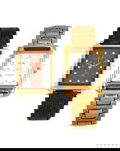 A Group of Two Watches: A Group of Two Watches Including a stainless-steel coach watch together with a metal Gucci watch finished with a black strap 2 pieces Measures: 7 in. and 7 1/2 in. 113.0 grams gross
