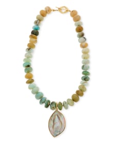A Gold, Blue Opal and Shell Necklace