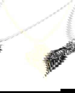 Tracey Dobbins: A Sterling Silver Pendant Necklace: Tracey Dobbins: A Sterling Silver Pendant Necklace Comprising a large cast silver floriform pendant suspended from a hammered sterling silver torque-style choker neck ring, signed, numbered, and