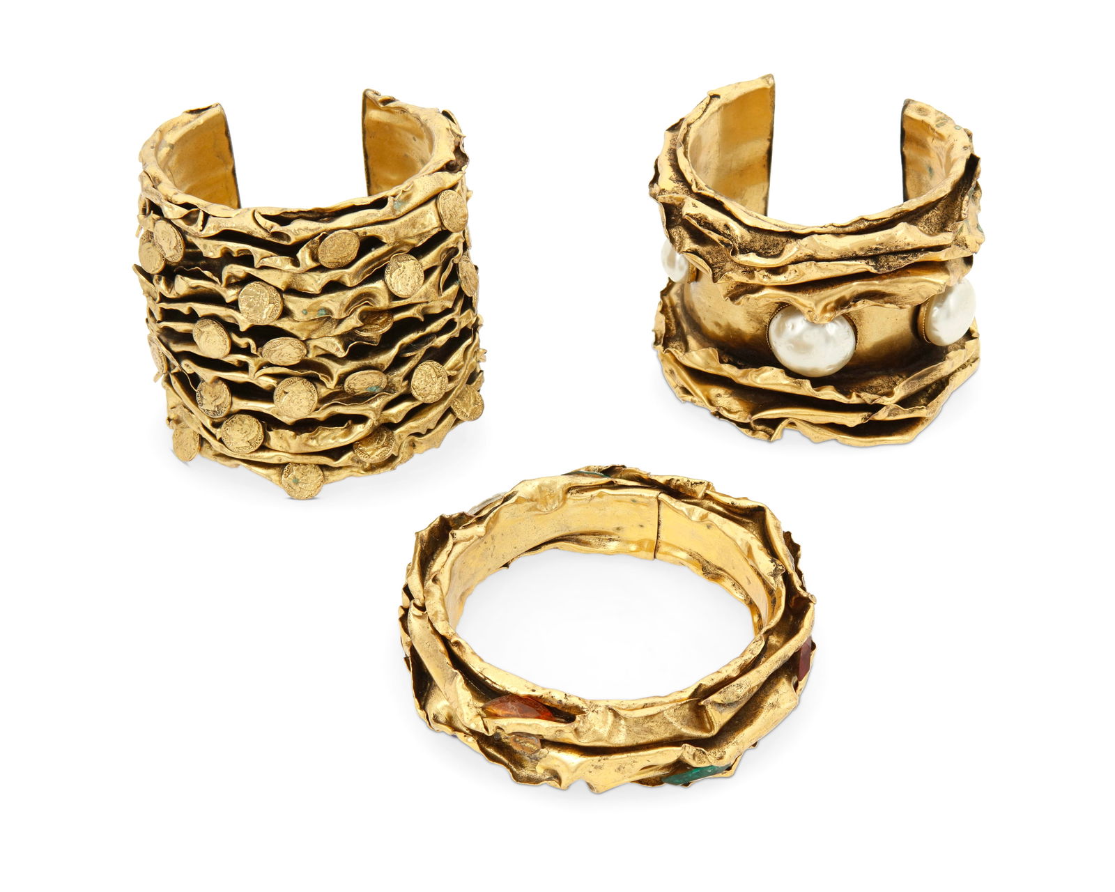 Three Vintage Mixed Metal Cuff Bracelets (1 of 3)