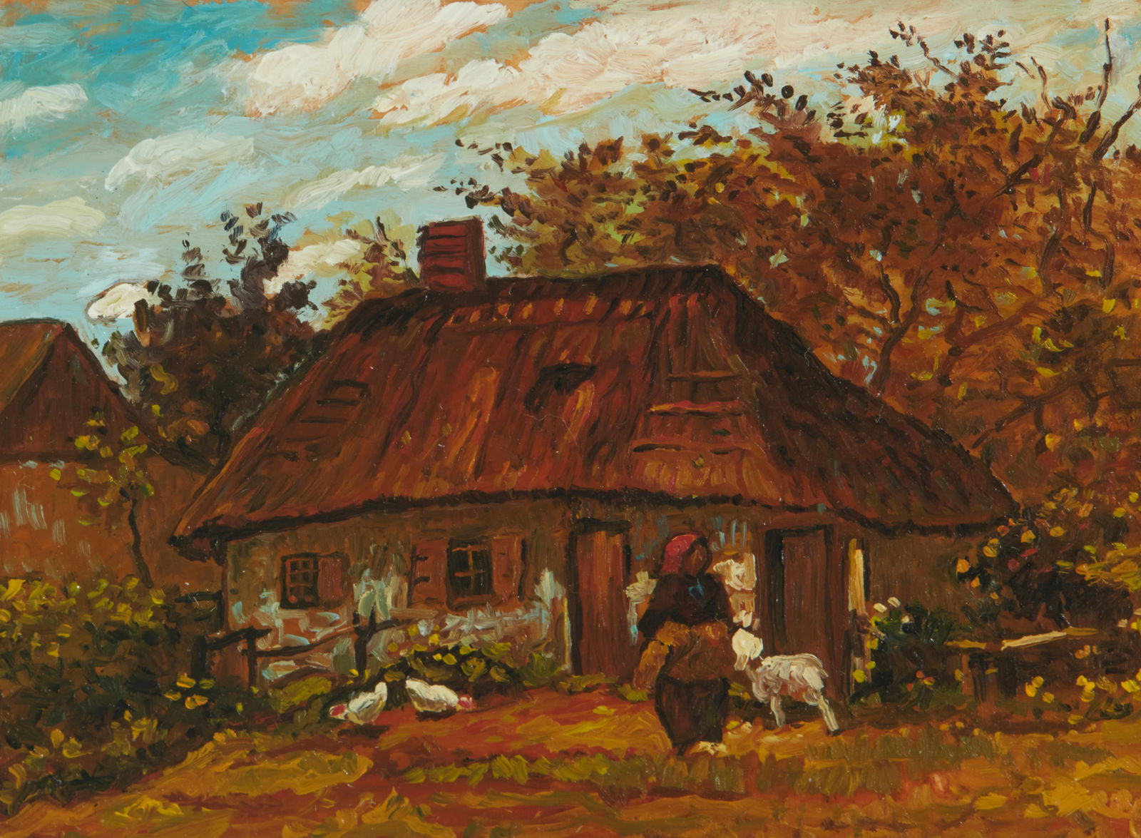 Paul Saltarelli (1955-2019), "Cottage Woman with Goat (1887)," after Vincent Van Gogh, 1998: Paul Saltarelli(1955-2019)"Cottage Woman with Goat (1887)," after Vincent Van Gogh, 1998Miniature oil on boardWith the artist's signature, title, dates of the miniature and the original work