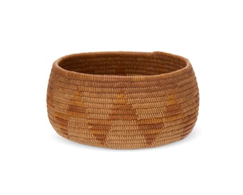 A small polychrome California Mission pictorial basket