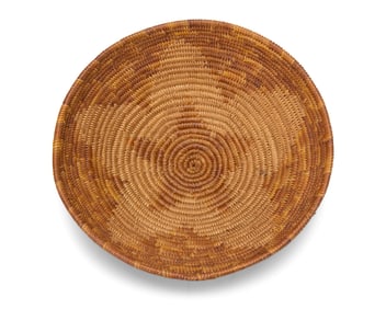 A polychrome California Mission basketry tray