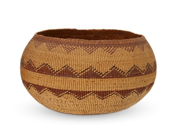 A polychrome Hupa/Yurok/Karuk basketry bowl