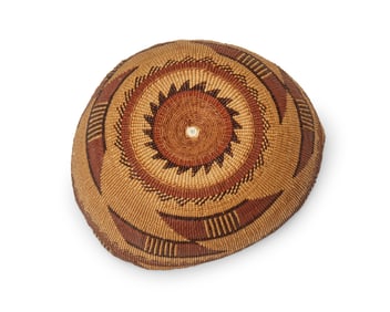 A polychrome Hupa/Yurok/Karuk basketry hat