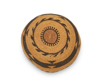 A polychrome Hupa/Yurok/Karuk basketry hat