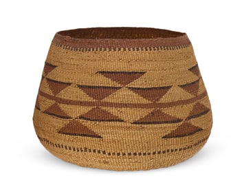 A large polychrome Hupa/Yurok/Karuk basket