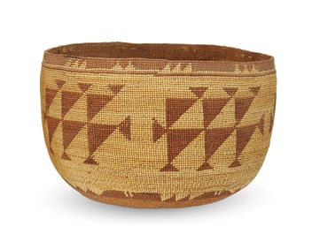 A large polychrome Hupa/Yurok/Karuk basketry bowl