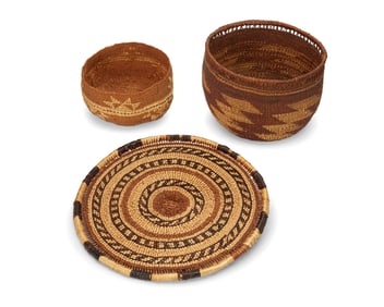 A group of Hupa/Yurok/Karuk baskets
