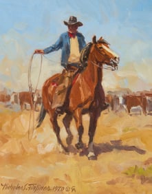 Nicholas Samuel Firfires (1917-1990), Roper on horseback, 1970