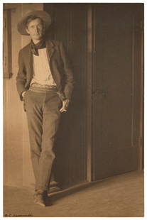 William Edward Dassonville (1879-1957), "Maynard Dixon," printed 1901: William Edward Dassonville(1879-1957)"Maynard Dixon," printed 1901Warm-toned platinum print on paper tipped to a gray support sheetSigned in ink lower left: W.E. Dassonville; inscribed in pe