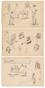 Edward Borein (1872-1945), Three works: Studies of western figures and horses, 1917