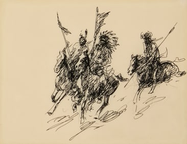 Edward Borein (1872-1945), "Indians on the Warpath"