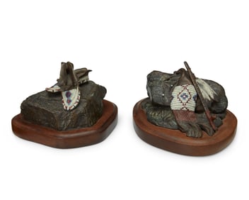 Velmalee "Vel" Miller (1936-2025), Moccasins / Pipe and Tobacco Bag, 1986 / 1987