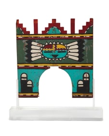 A Hopi polychrome carved wood tableta