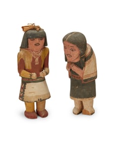 Two Hopi polychrome carved wood figures