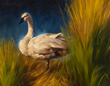 Dustin Van Wechel (b.1974), Goose in a stream