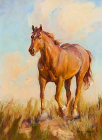 Shawn Cameron (b. 1950), Horse in an atmospheric landscape
