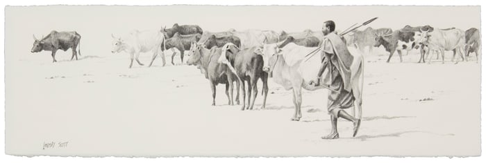 Lindsay Scott (b. 1955), Herding cattle