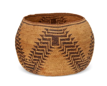 A polychrome Pit River basketry bowl
