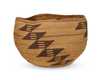 A polychrome Pit River basketry bowl