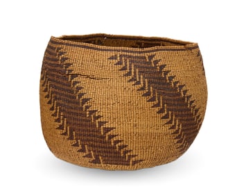 An extra-large polychrome Pit River basket