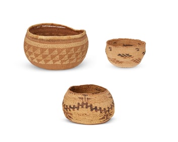 Three Pit River baskets