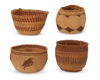 A group of polychrome Klamath/Pit River baskets