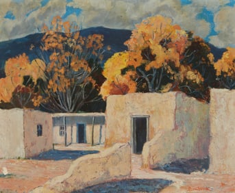 Walter Bambrook (1910-1984), New Mexican Adobe home, circa 1950s
