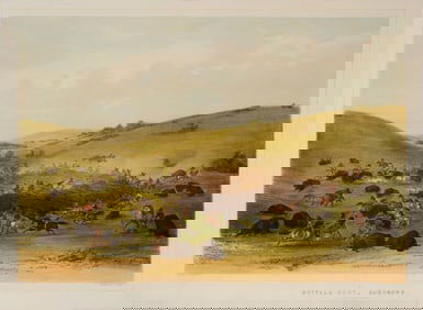 After George Catlin (1796-1872), "Buffalo Hunt, Surround," No. 9 from "Catlin's N. A. Indian