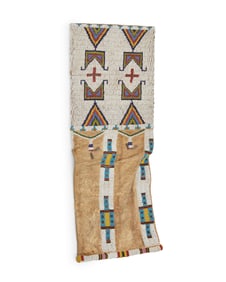 A Plains beaded hide tobacco bag