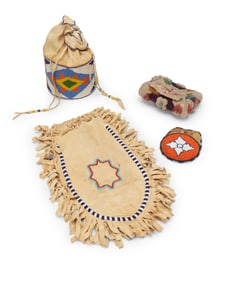 A group of Native American beaded bags