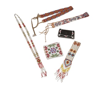 A group of Native American beaded dress accessories